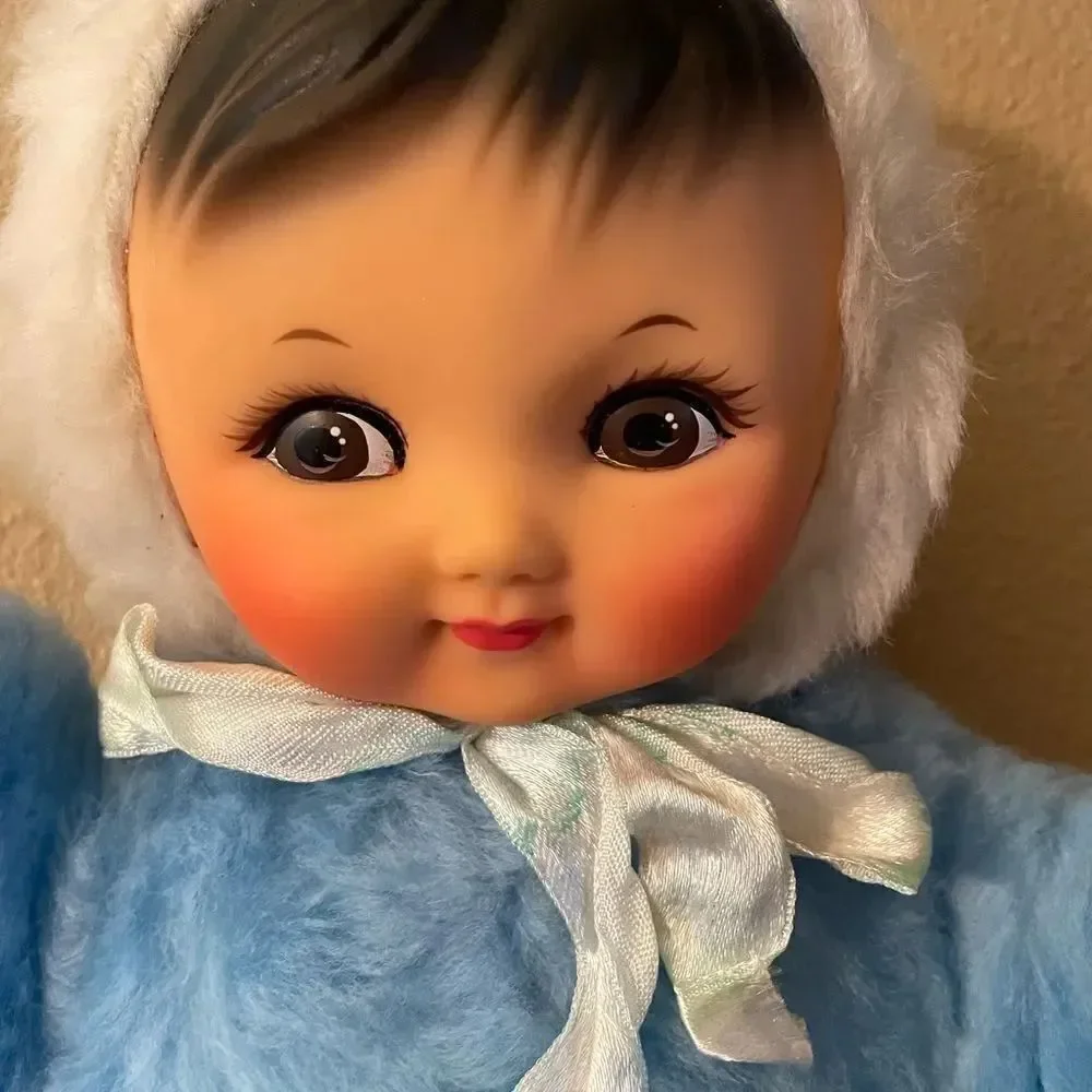 Rubber Face Doll Vintage Hand Painted Face Made in China Original Tag 16 inches